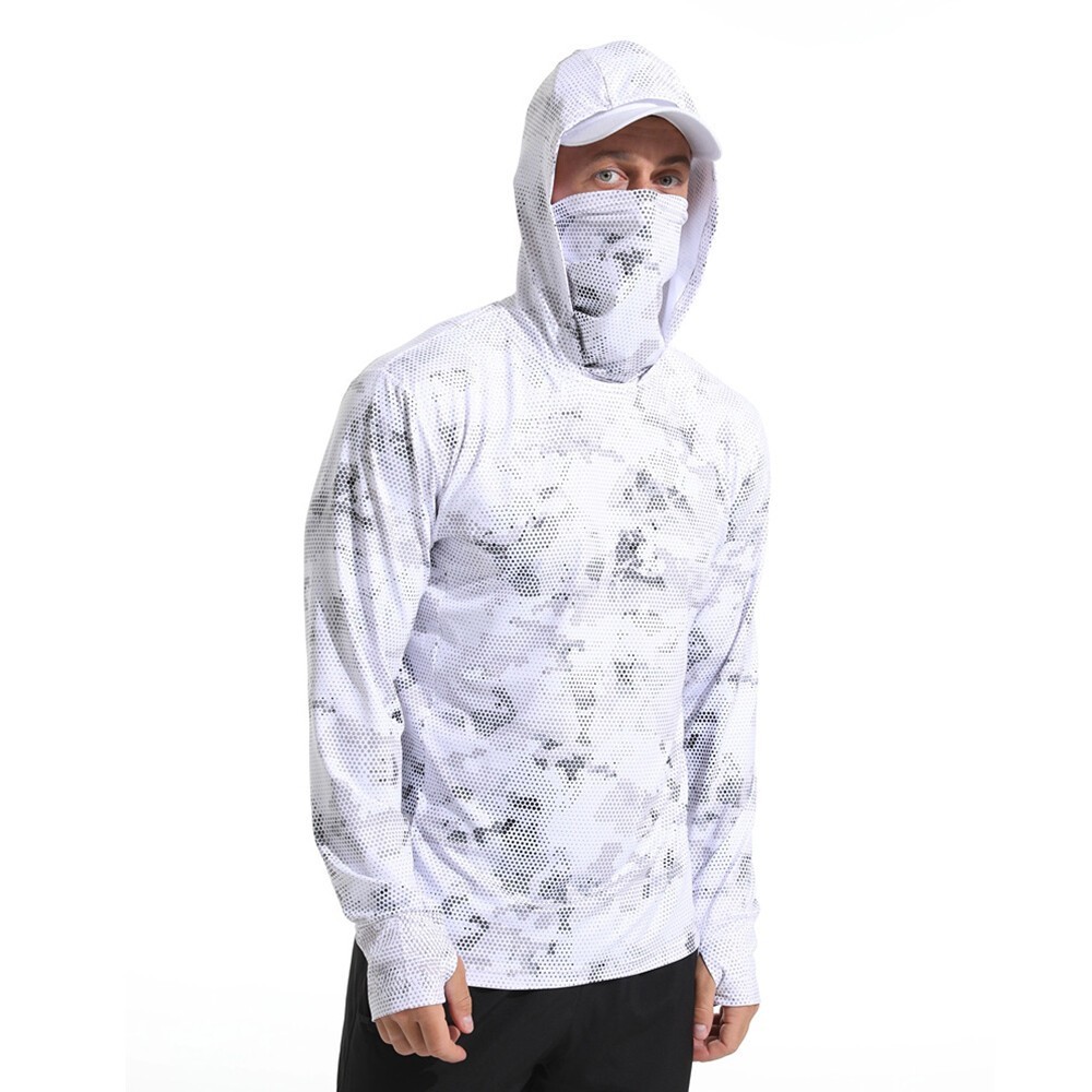 UPF50+ Mens Outdoor Fishing Hoodie Sun Block Skin Protection Long Sleeve Top 🌸 gallery