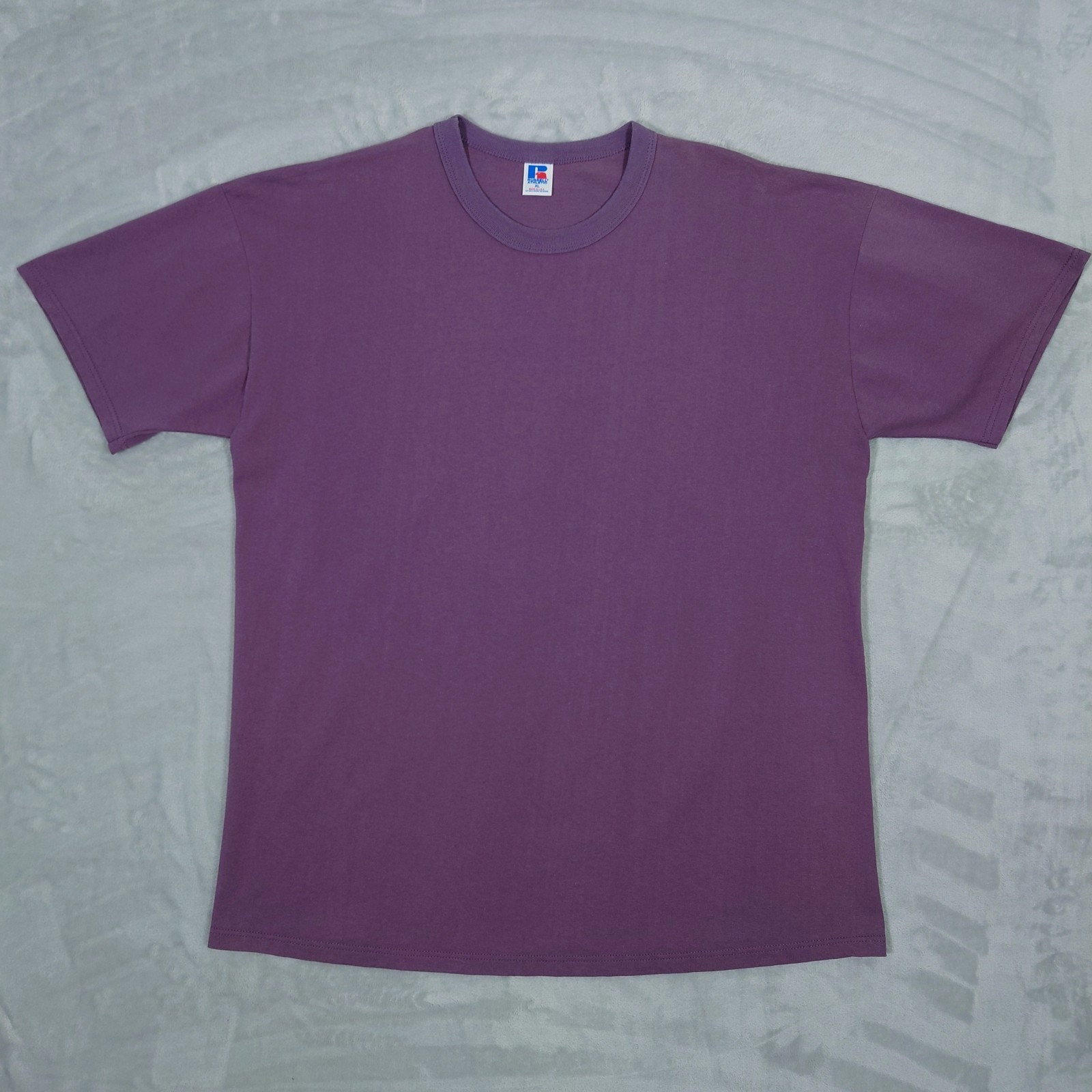 Vintage Russell Athletic T Shirt Mens XL Purple Blank Tee Made USA Crewneck 90s