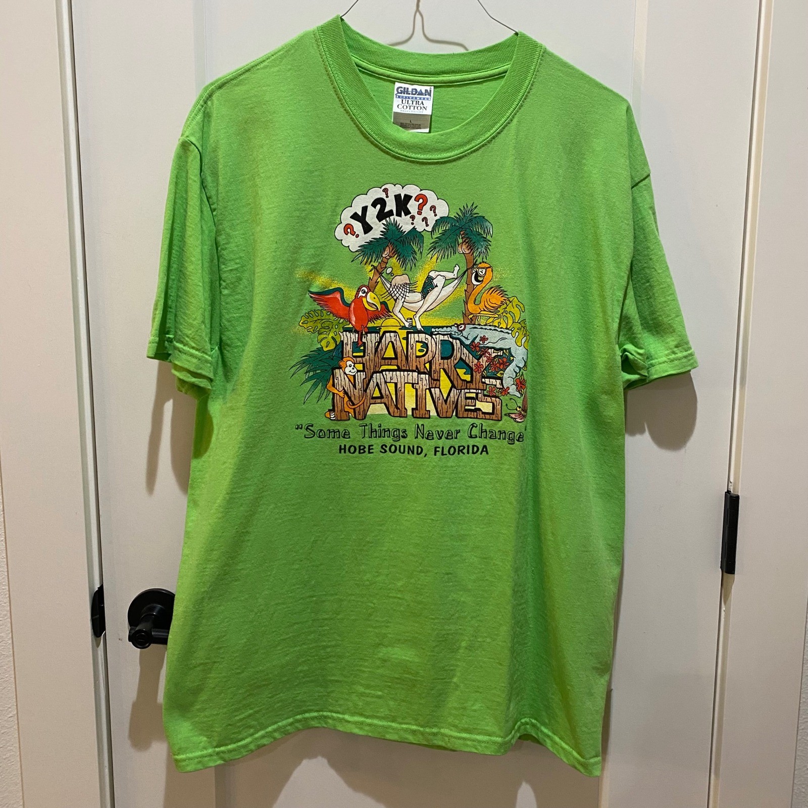 Gildan's Men's Short Sleeve T-Shirt. Large. Lime Green. Cotton. gallery