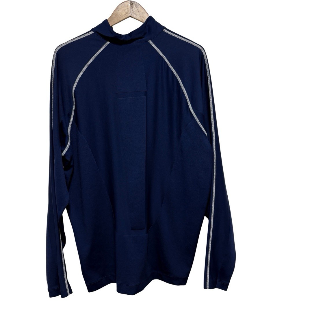 NIKE Golf Shirt Mens L Blue Dri Fit Long Sleeve 1/4 Zip Stretch Knit Activewear gallery