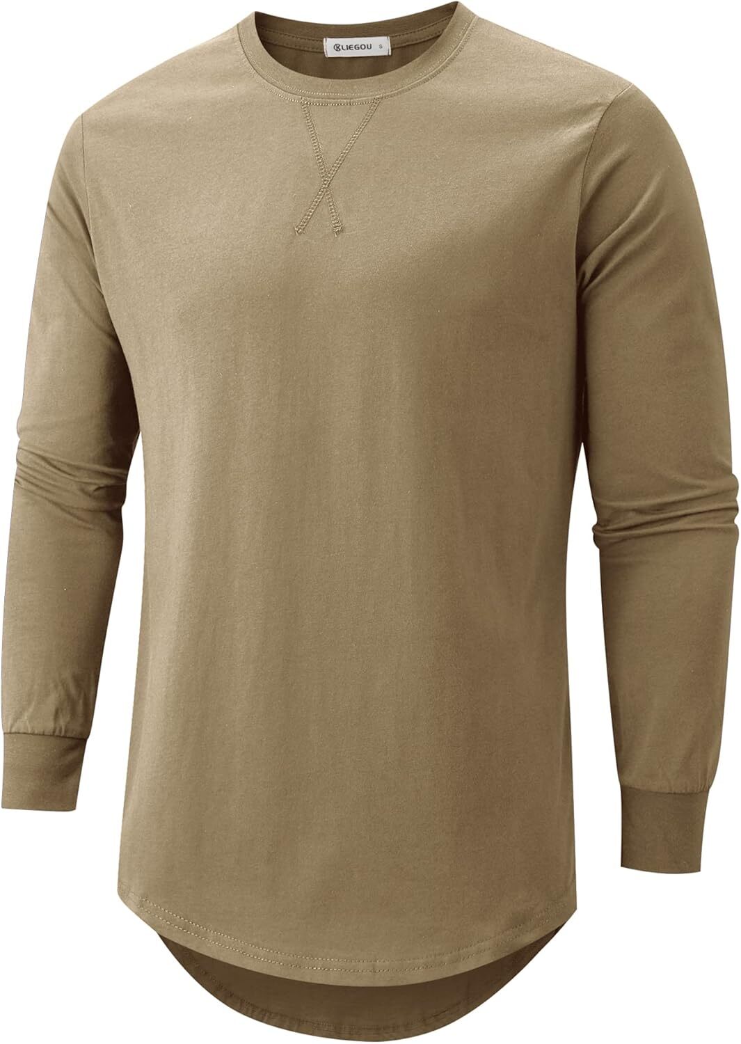 Mens 100% Cotton Pre-Shrunk Longline Crewneck T-Shirt Hip Hop Urban Style S-4XL gallery