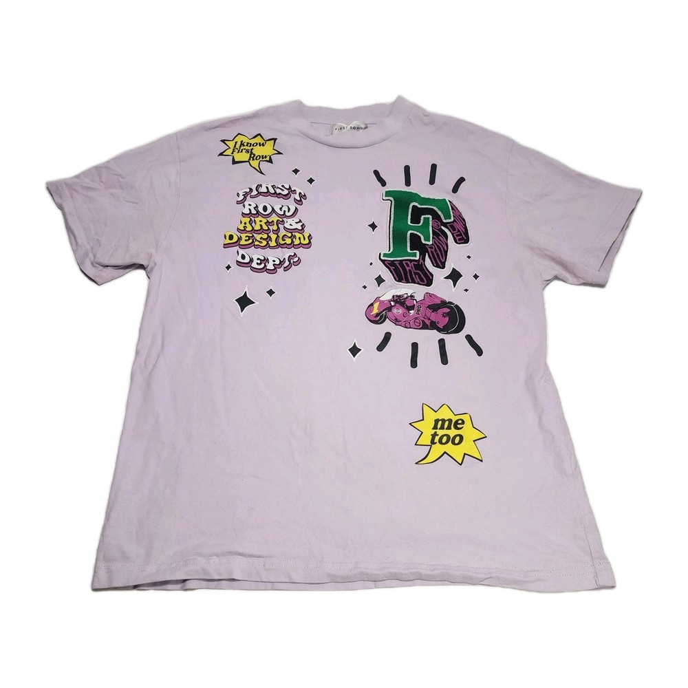 FIRST ROW Art & Design Department Lavender Embroidered / Graphic T-shirt Sz LG