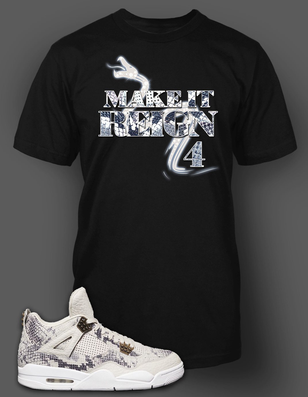 Pro Club Shaka Make It Reign Graphic Sneaker Sport Tee Shirt Match J4 Snakeskin