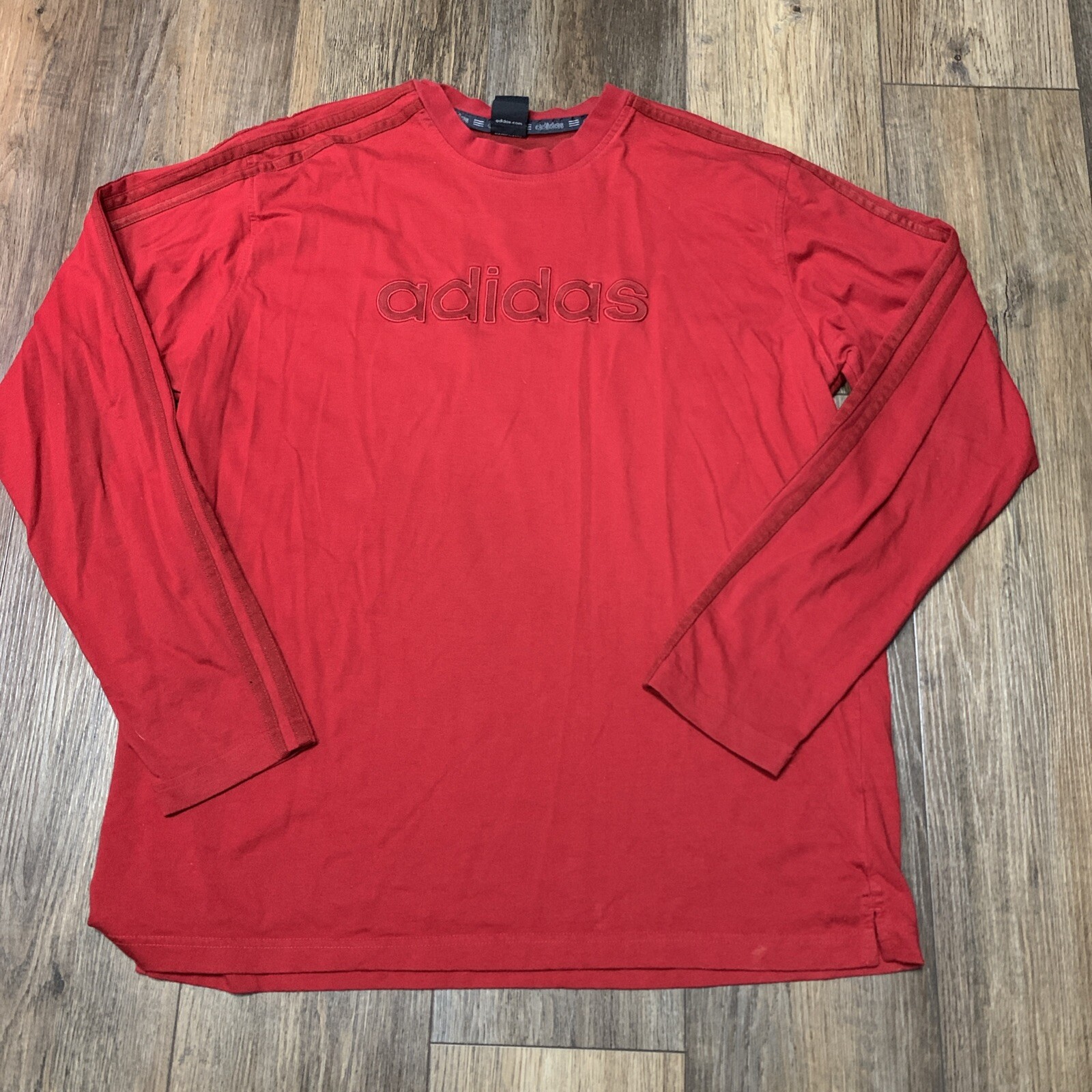 VTG Adidas Long Sleeve T Shirt Mens XL Three Stripe Sleeve Spell Out Thailand gallery