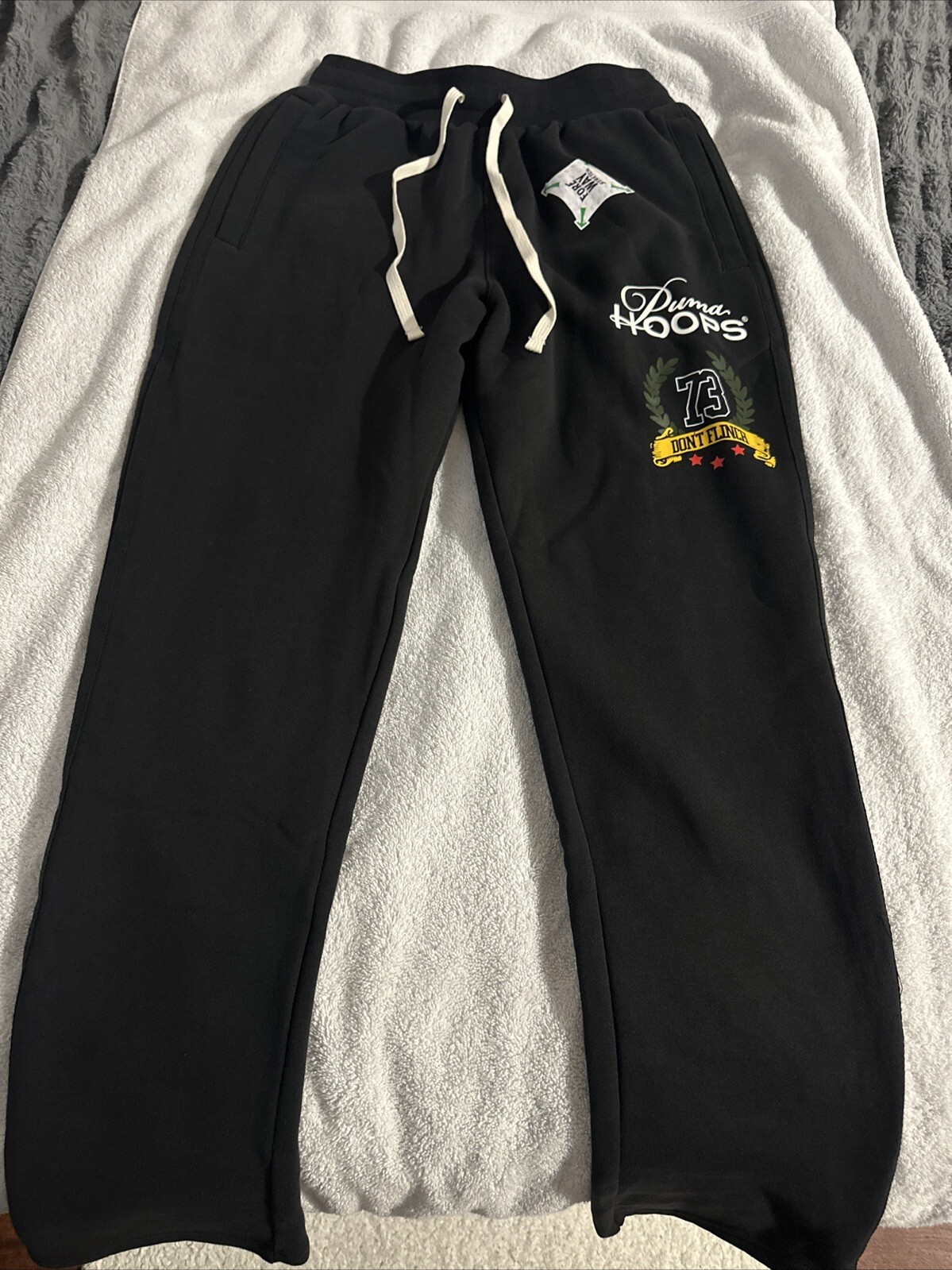 Puma Hoops Franchise Drawstring Sweatpants Mens Black Casual Tops 62202301 SZ S