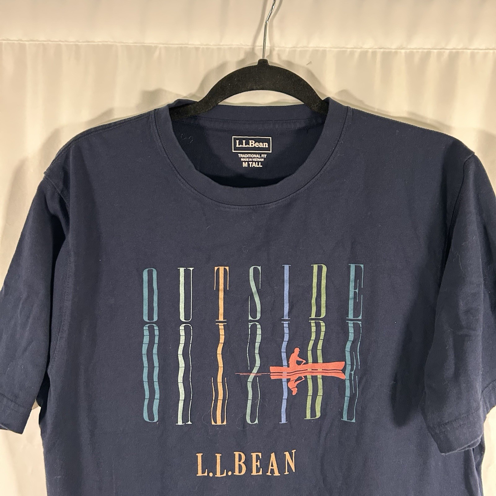 LL Bean Shirt Mens Medium Tall Black Short Sleeve Crew Neck Outdoor Print Cotton gallery