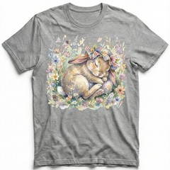 Cute Easter Bunny Floral Watercolor Spring T-Shirt Animal Pastel Holiday Tee