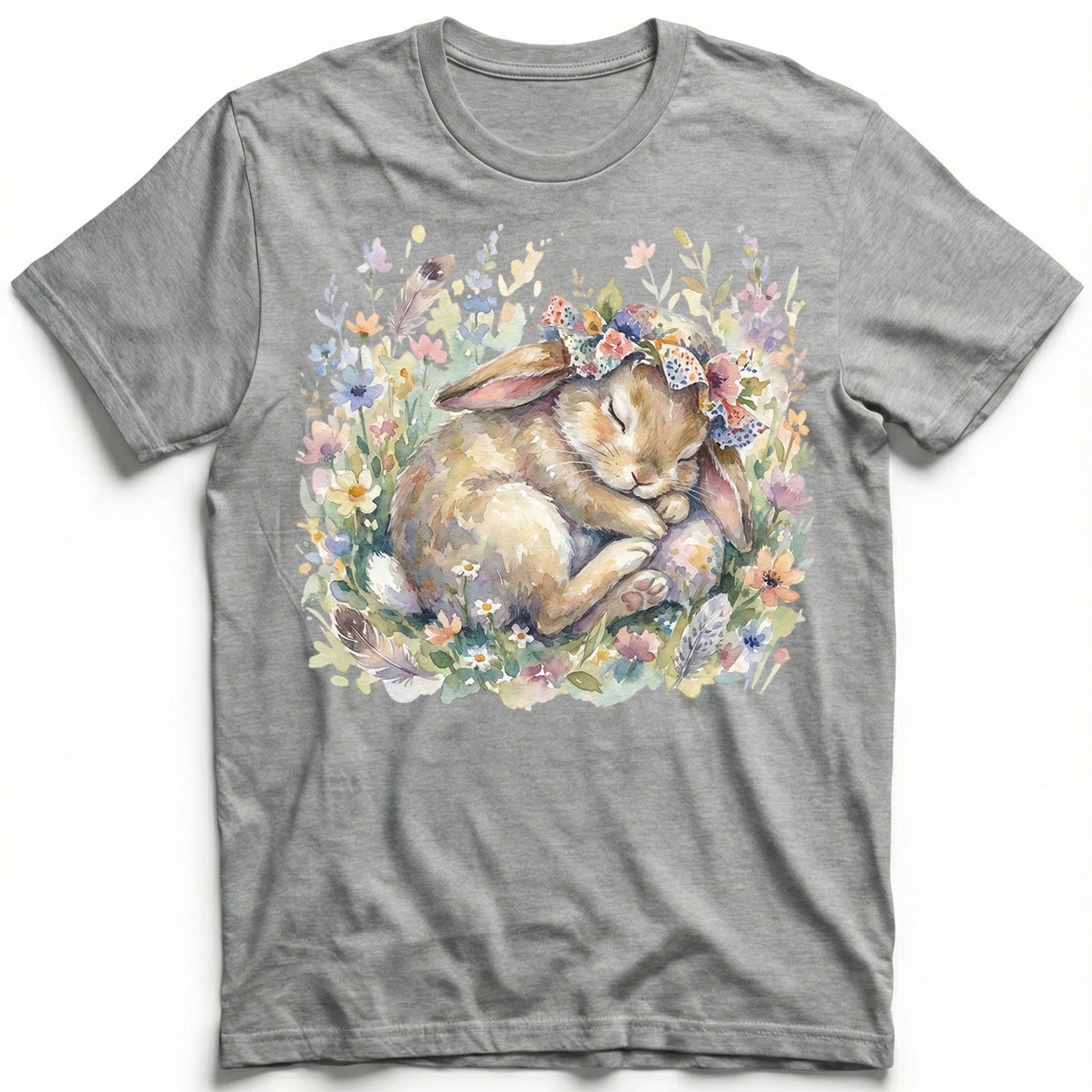 Cute Easter Bunny Floral Watercolor Spring T-Shirt Animal Pastel Holiday Tee gallery