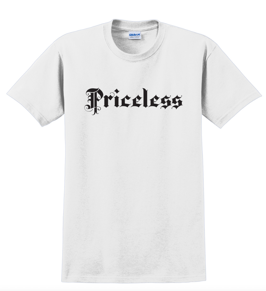 Priceless T-Shirt Short Sleeve Graphic Tee Unisex apparel Text logo design gallery