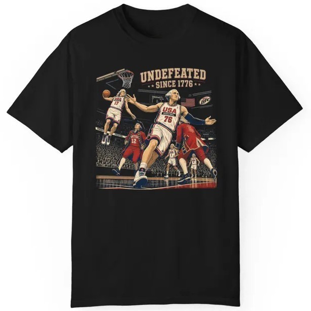 Undefeated Since 1776 Basketball Tee Patriotic USA Independence Day T-Shirt
