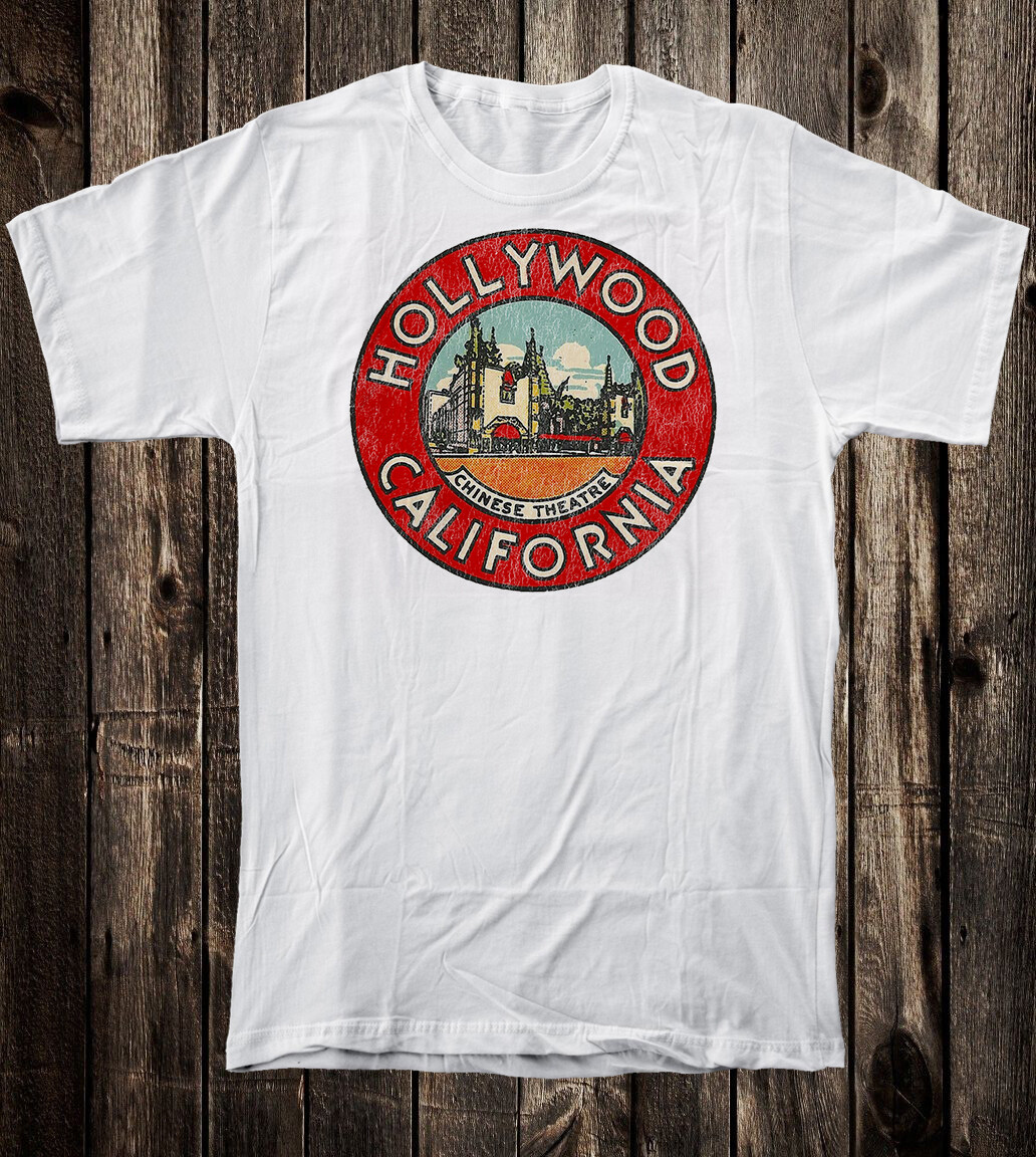 Retro Travel Tee T Shirt Souvenir California State Hollywood Chinese Theatre