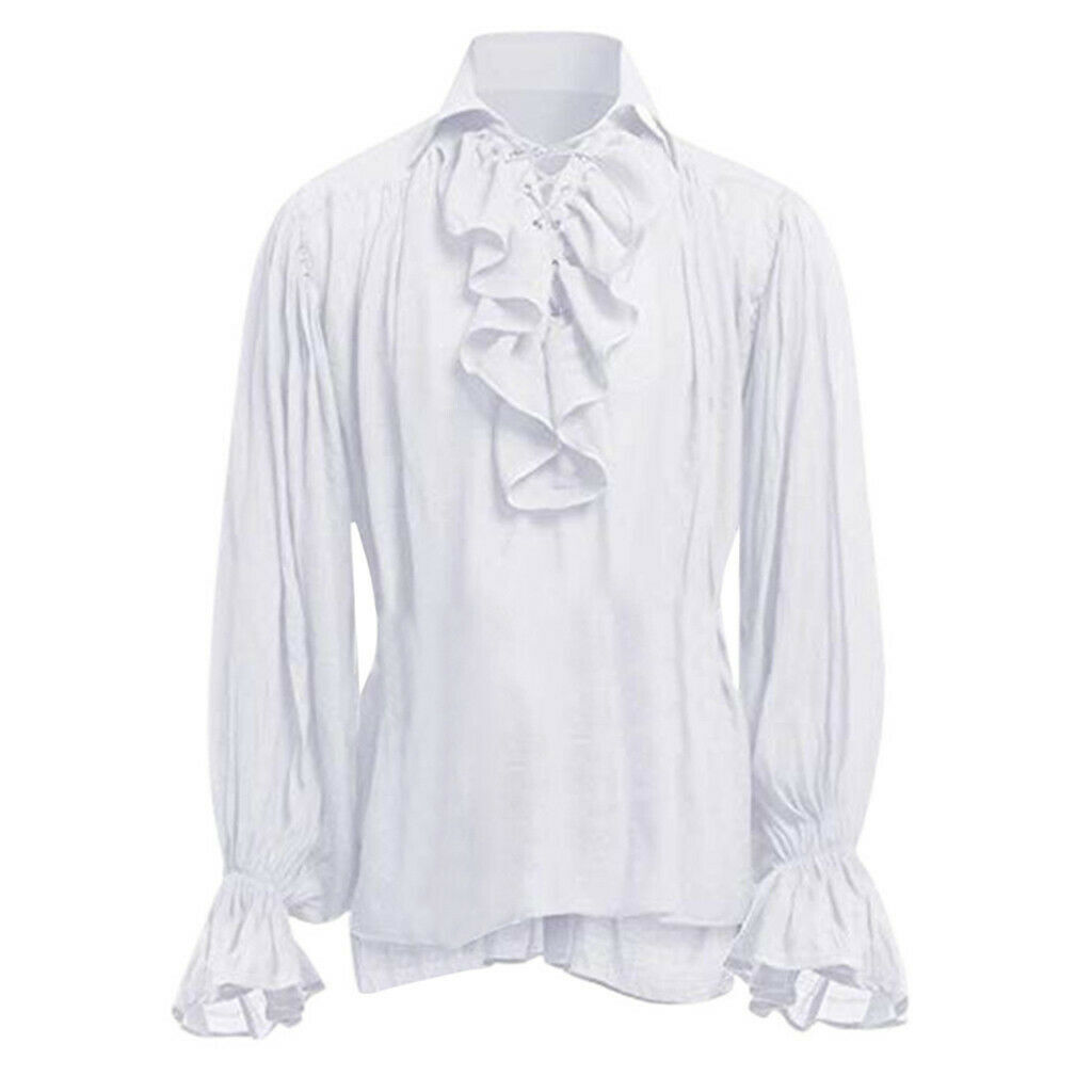 18th Century Men Medieval Renaissance Pirate Duke Long Sleeve Tops Blouse Shirt gallery
