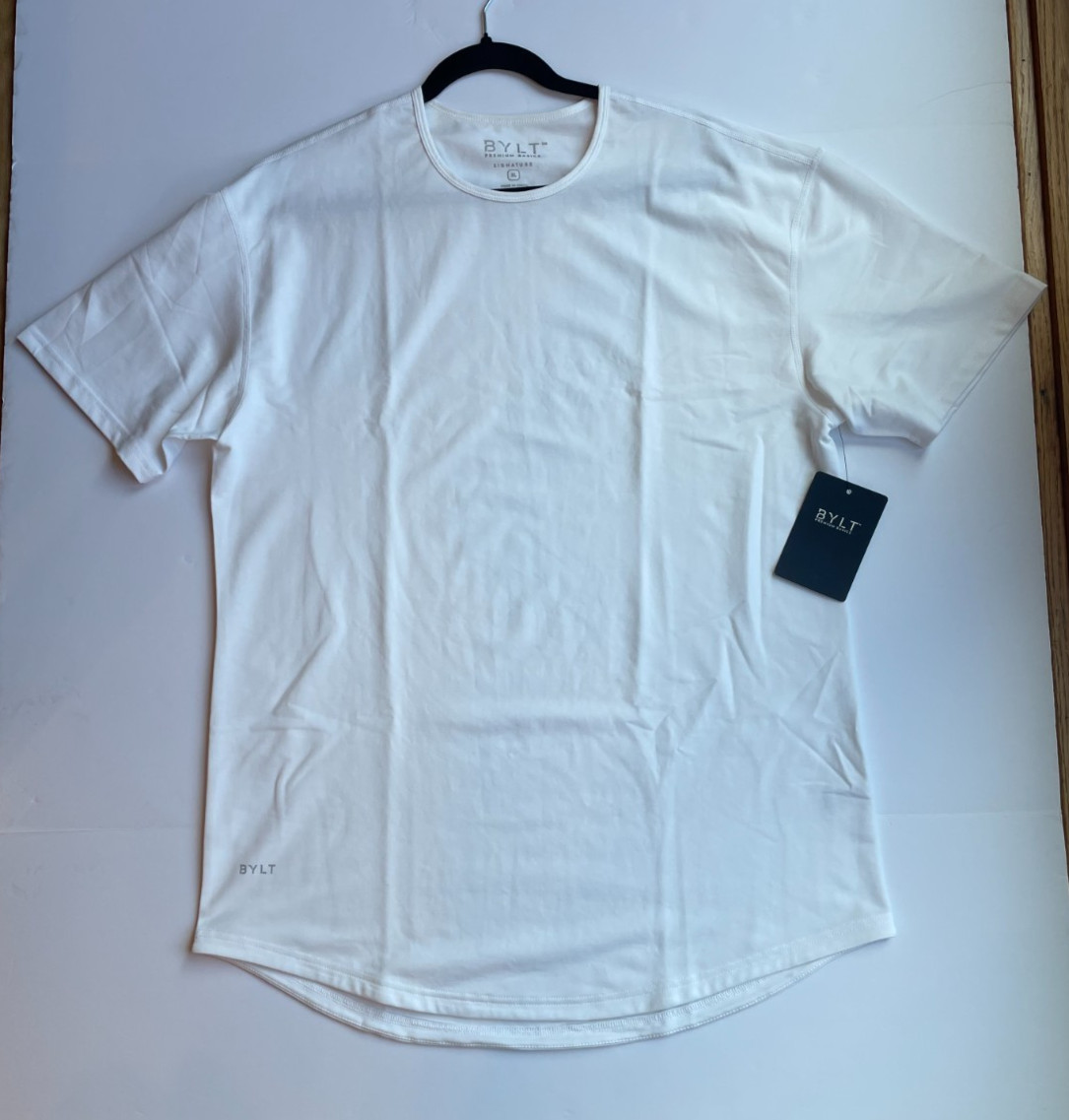 NWT BYLT Premium Basics Signature Drop-Cut T-Shirt Short Sleeve White Men's XL gallery