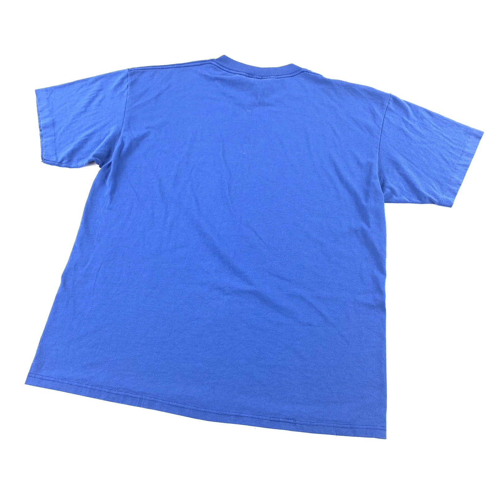Vintage 90s Cal Cru Single Stitch Blank Blue T Shirt XL Made In USA 50/50 gallery