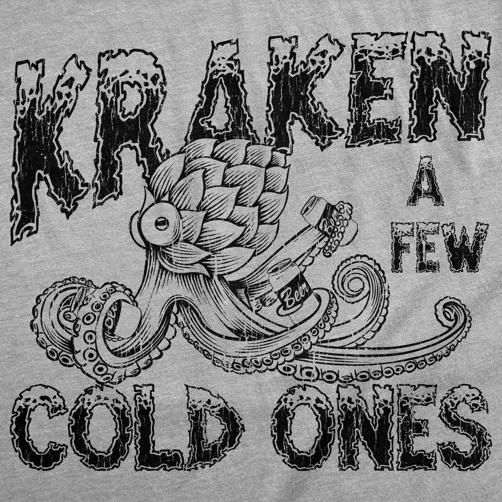 Mens Funny T Shirts Kraken A Few Cold Ones Ocean Giant Squid Drinking Tee for gallery