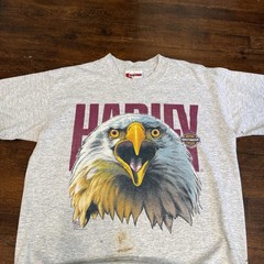 Vintage Harley Davidson Eagle Head Single Stitch Shirt 1986 Holoubek L USA Gray