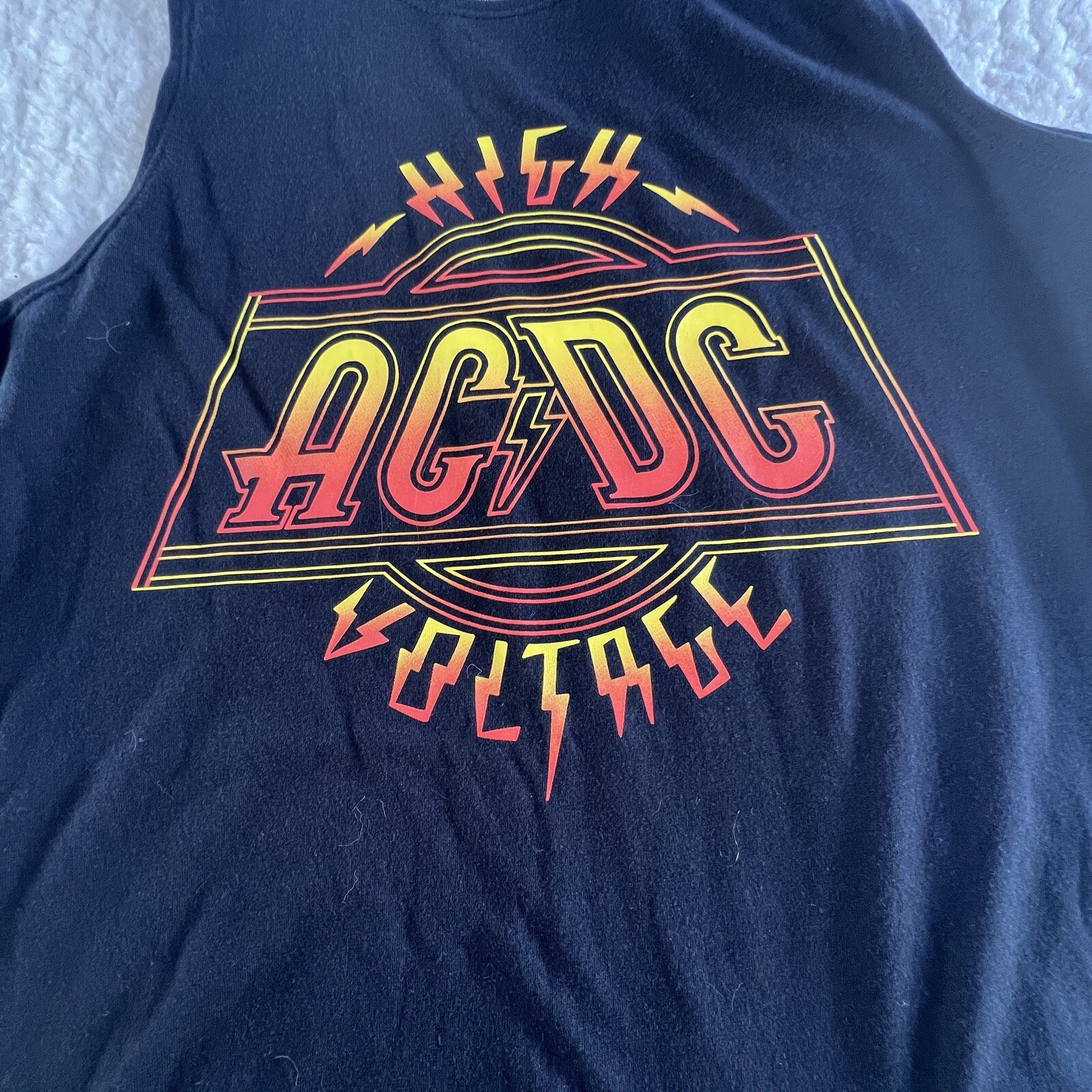 AC/DC Tank Top Shirt Stretch New Black High Voltage Mens Size Small Workout