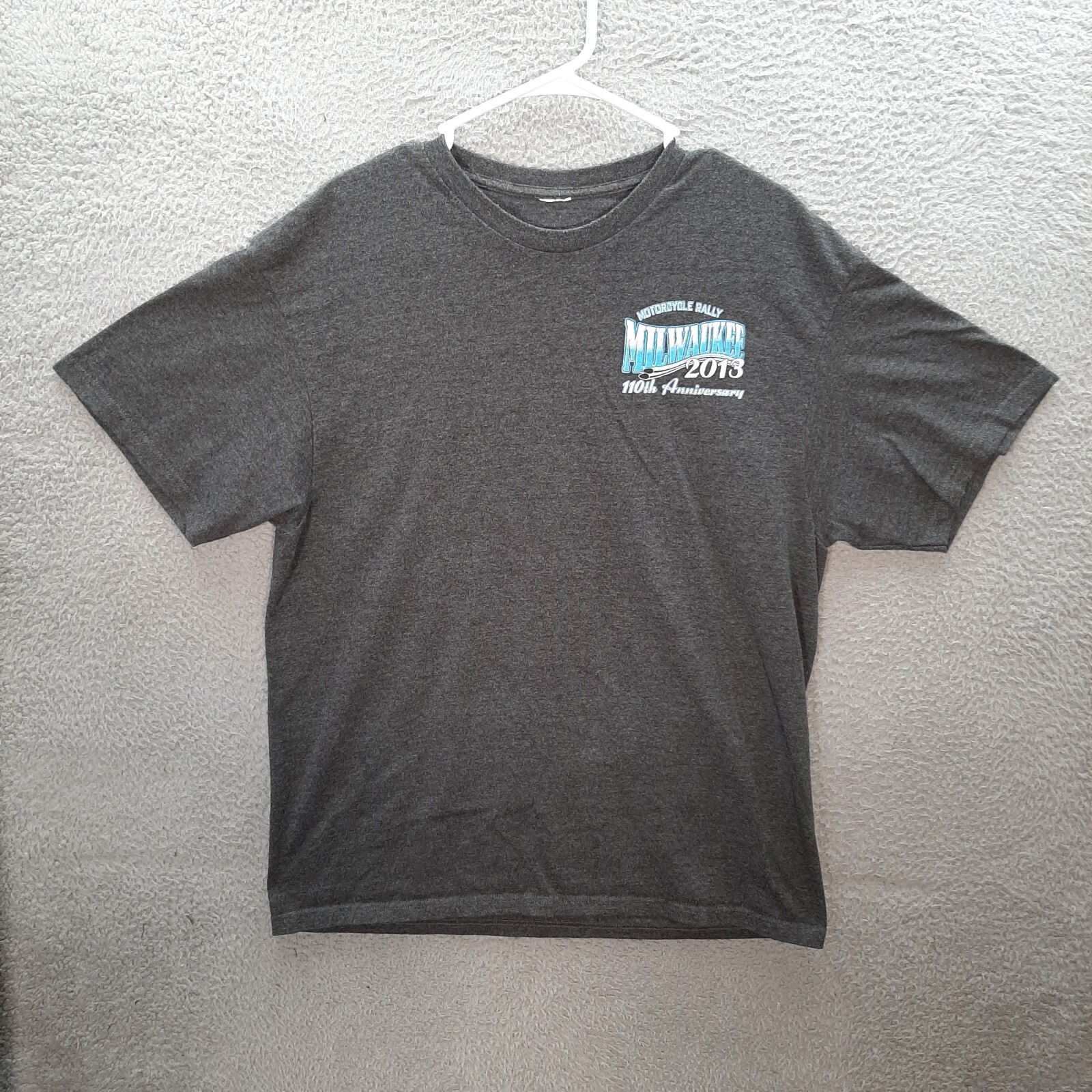 Biker Shirt Adult Large Gray Biker Milwaukee Motorcycle Rally Grunge Skater Mens gallery
