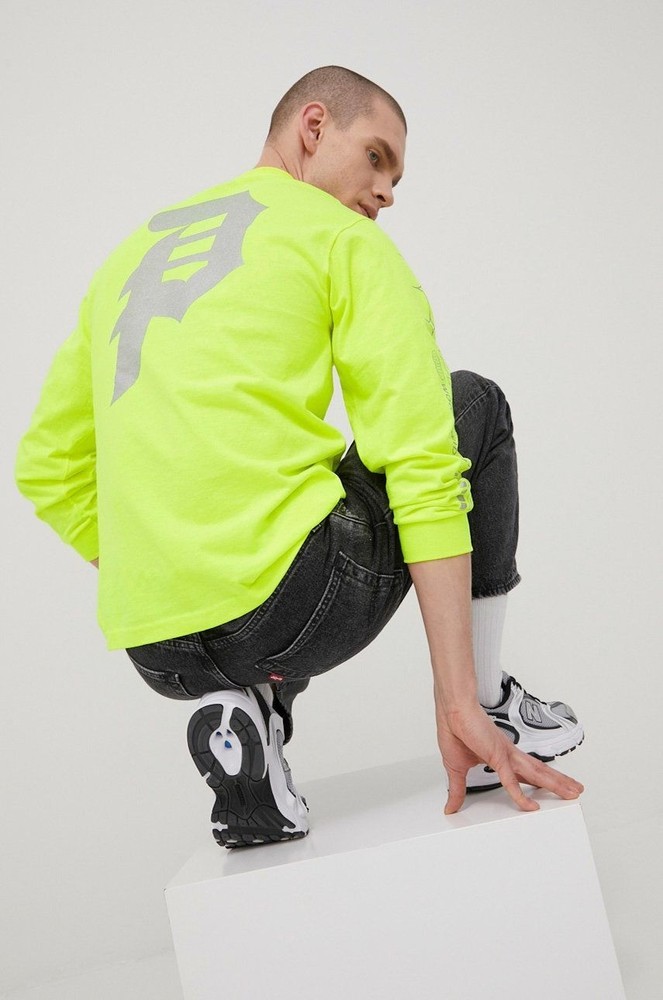 NWT Men’s Primitive Skateboarding Dirty P Hi-Vis Green Long Sleeve Shirt Size L