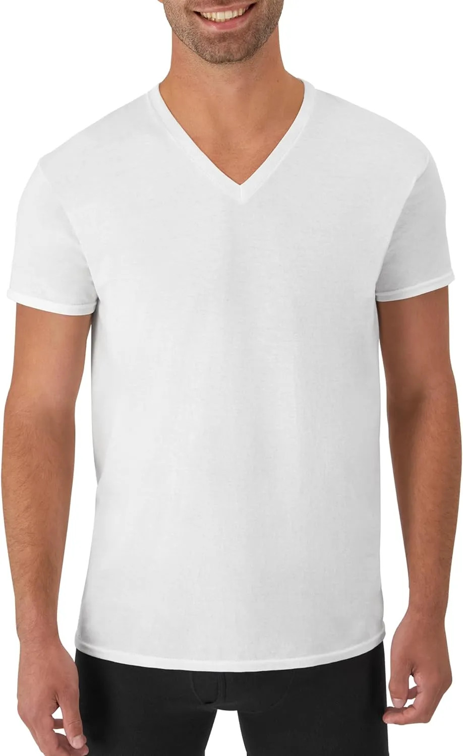 Hanes Mens V-Neck T-Shirt Pack Moisture Wicking Cotton Undershirts White gallery