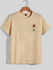 Unisex Summer Set Off Again Beach Printed Short Sleeved Cotton T-Shirt top tee