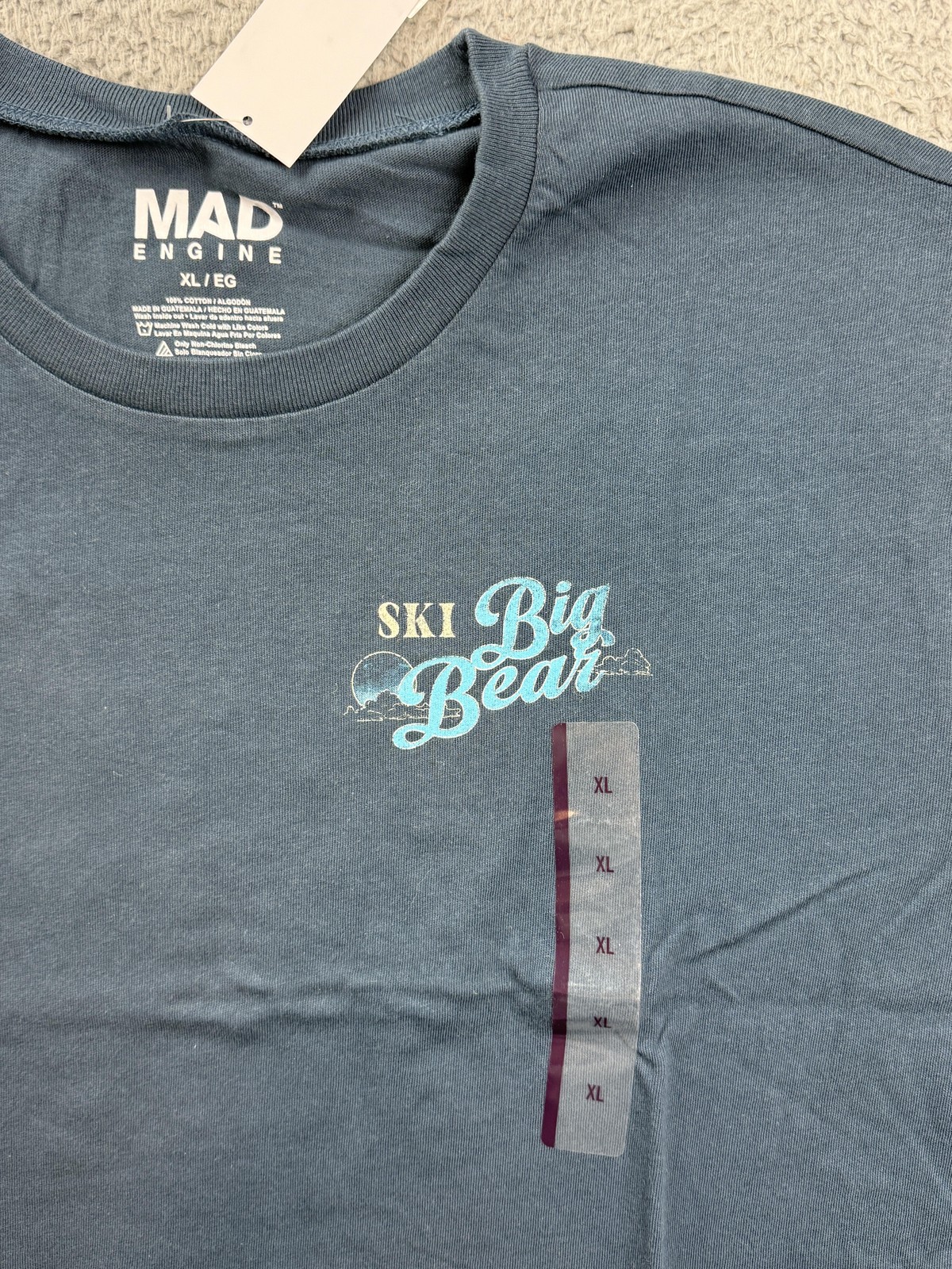 Mad Engine Ski Big Bear Shirt Mens XL Blue Winter Wonderland Graphic Tee gallery