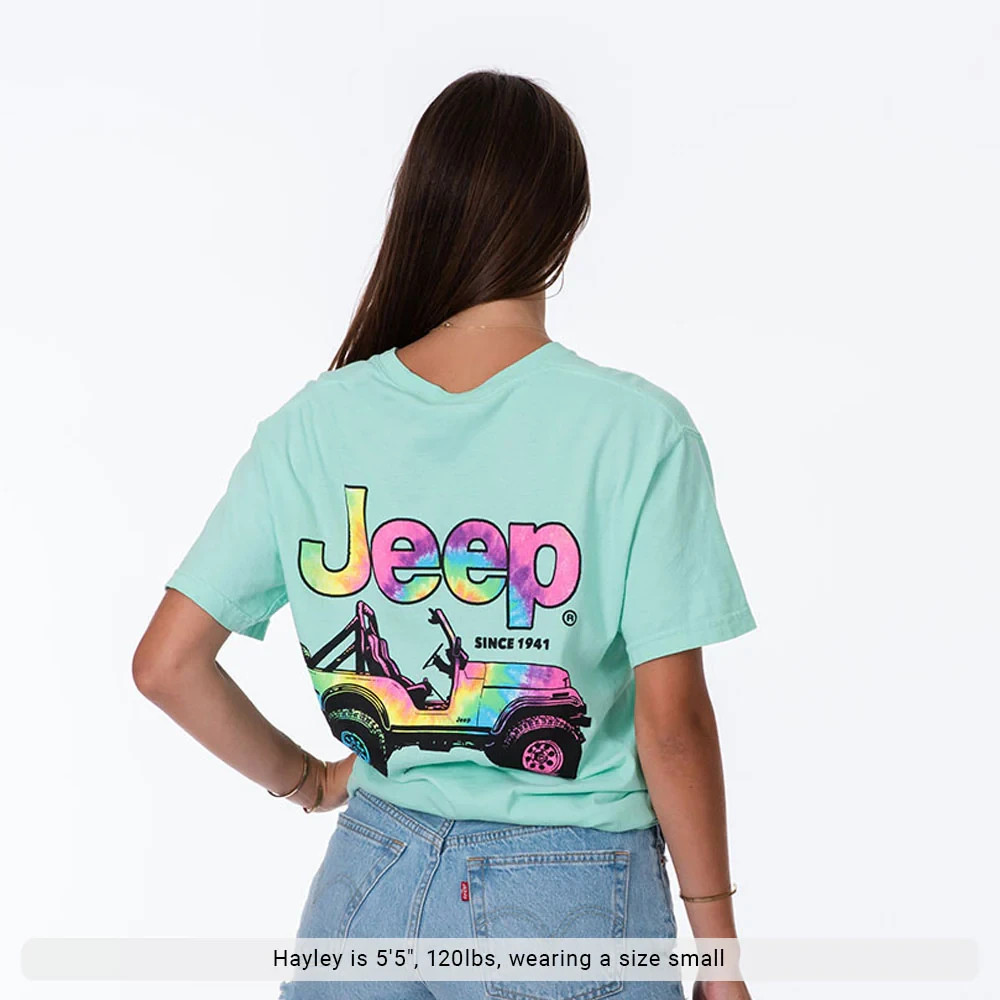 Jeep Beach T-Shirt Tie Dyed CJ comfort Colors Tee Shirt teal - Sizes S/M/XL gallery