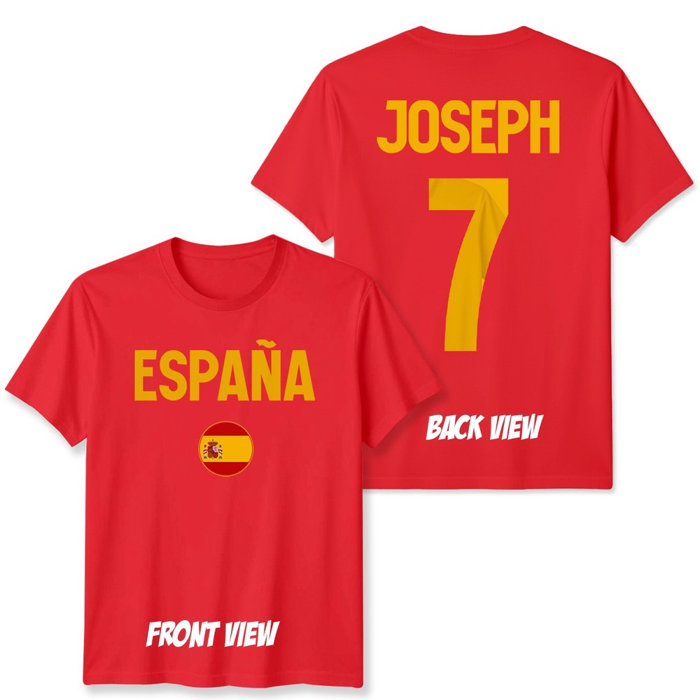 Personalised Espana Name And Number Unisex T Shirt Game Day Football Spain