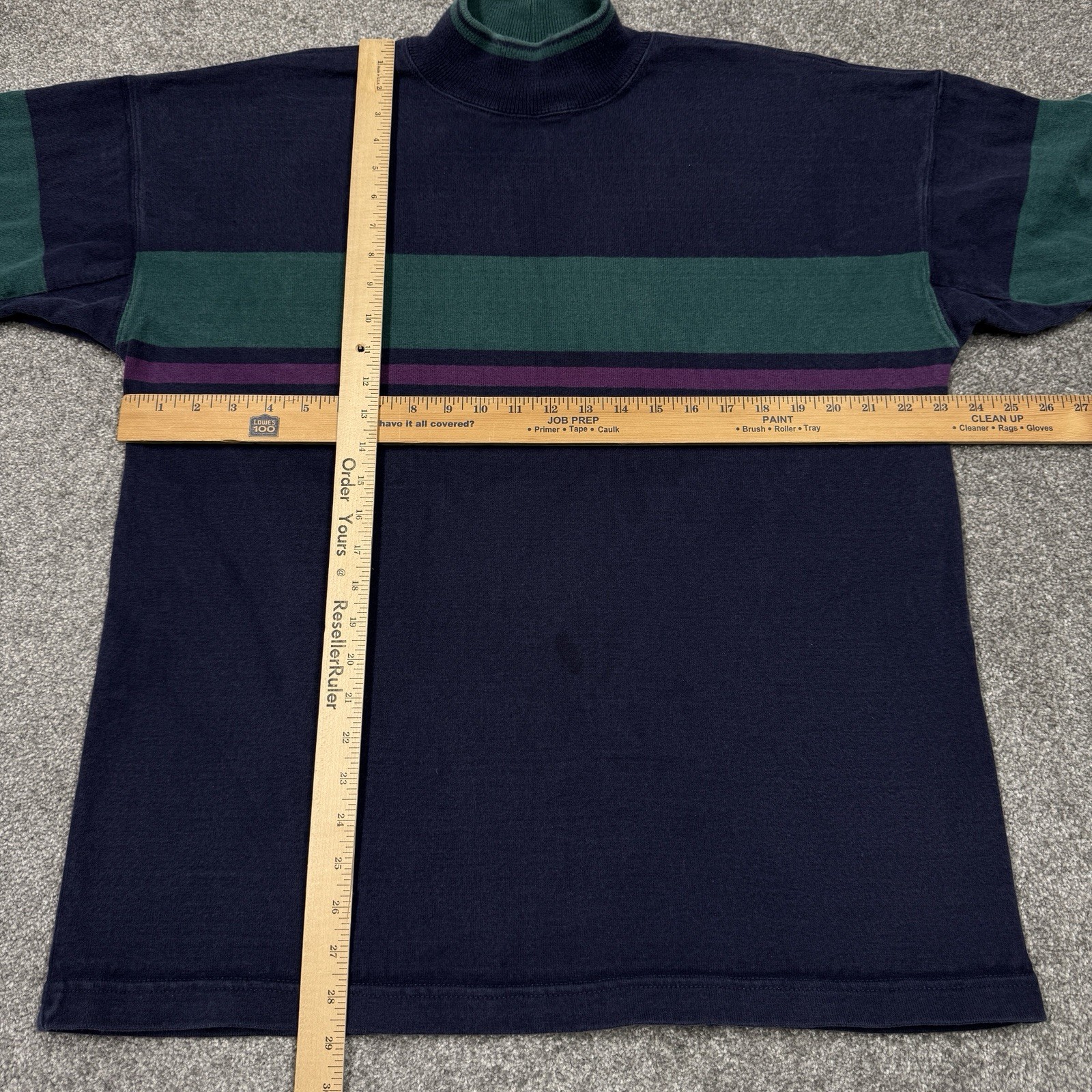 Vintage LL Bean Shirt Men Large Blue Outdoor Hike 80s 90s Striped Mock Neck USA gallery