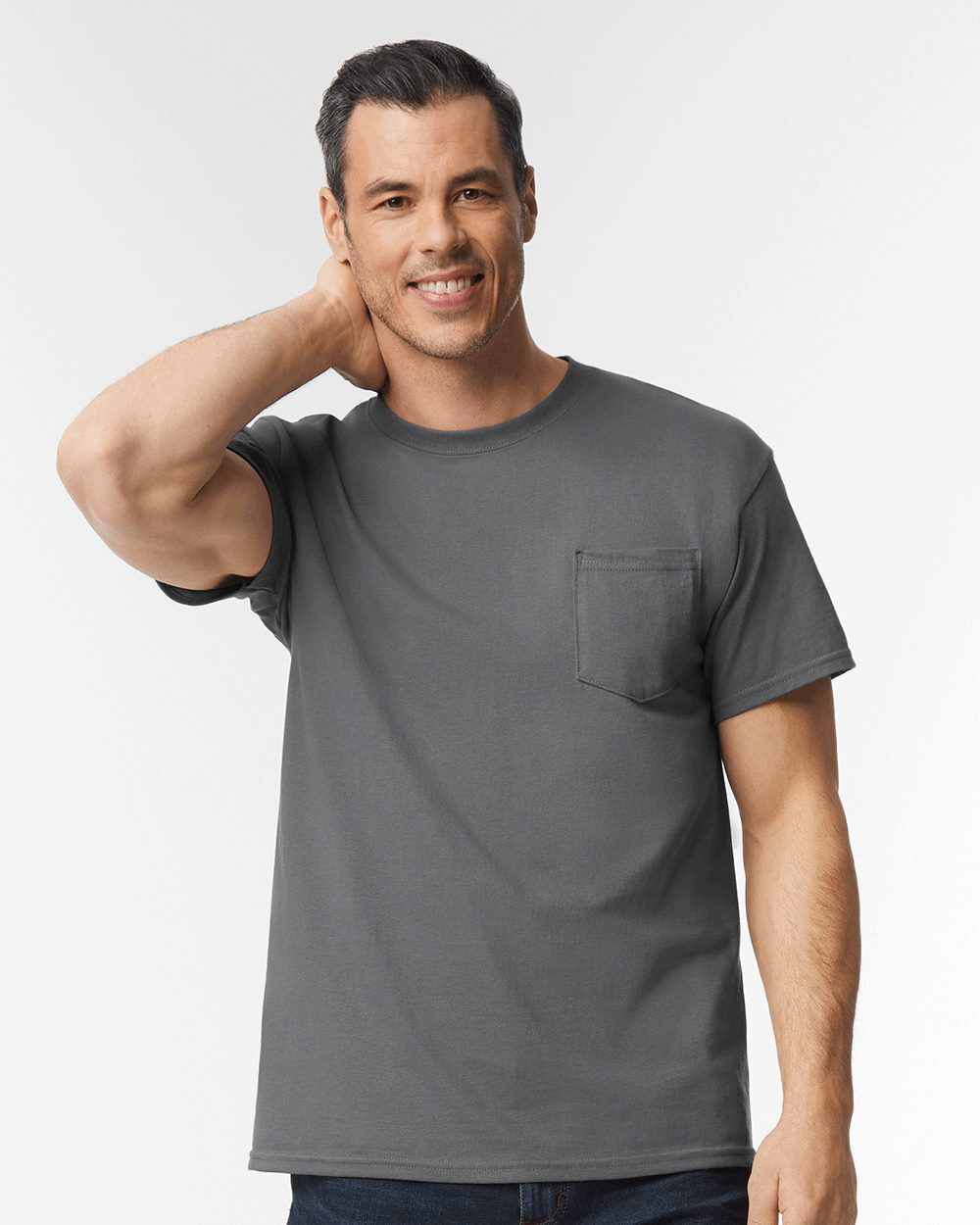 Gildan - Heavy Cotton Pocket T-Shirt Rib Collar Assorted Colors Tee Pack of 9 gallery