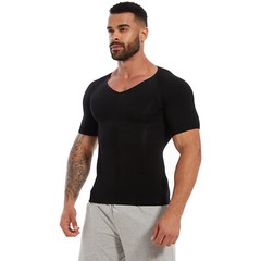 Men’s Gynecomastia Undershirt V-Neck Chest Compression Shirts Slim Body Shaper