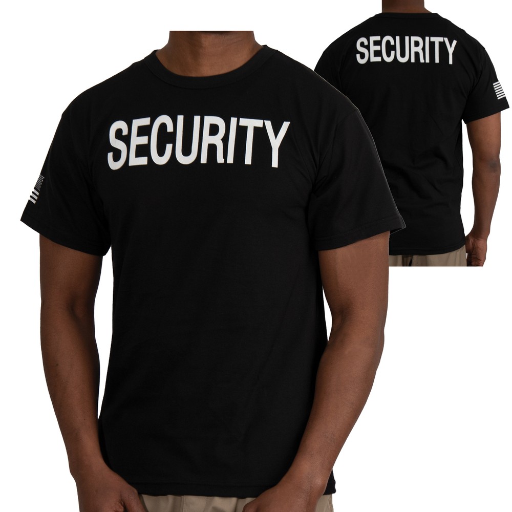 Men’s Black 2-Sided “SECURITY” T-Shirt with US Flag On Sleeve