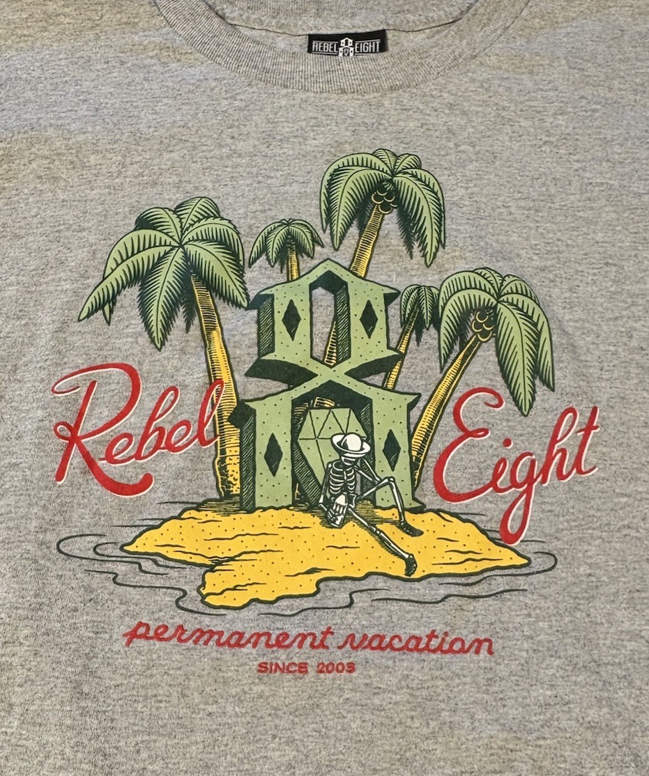 REBEL EIGHT 8 Graphic Art T Shirt Gray Men's Large gallery
