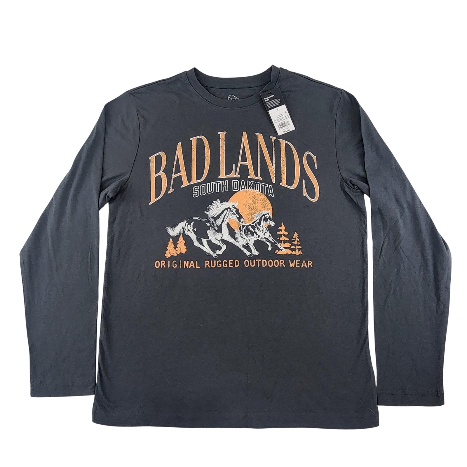 Original Use Shirt Mens Small Gray Bad Lands Long Sleeve Graphic Outdoor Tee