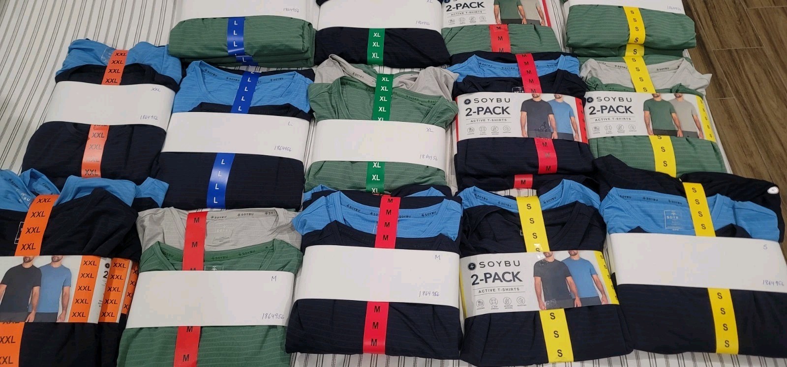 SOYBU MEN’S2-PACK4WAYSTRETCH MOISTUREWICKING ACTIVE TEE DARKBLUE/BLUE,GREEN/GRAY
