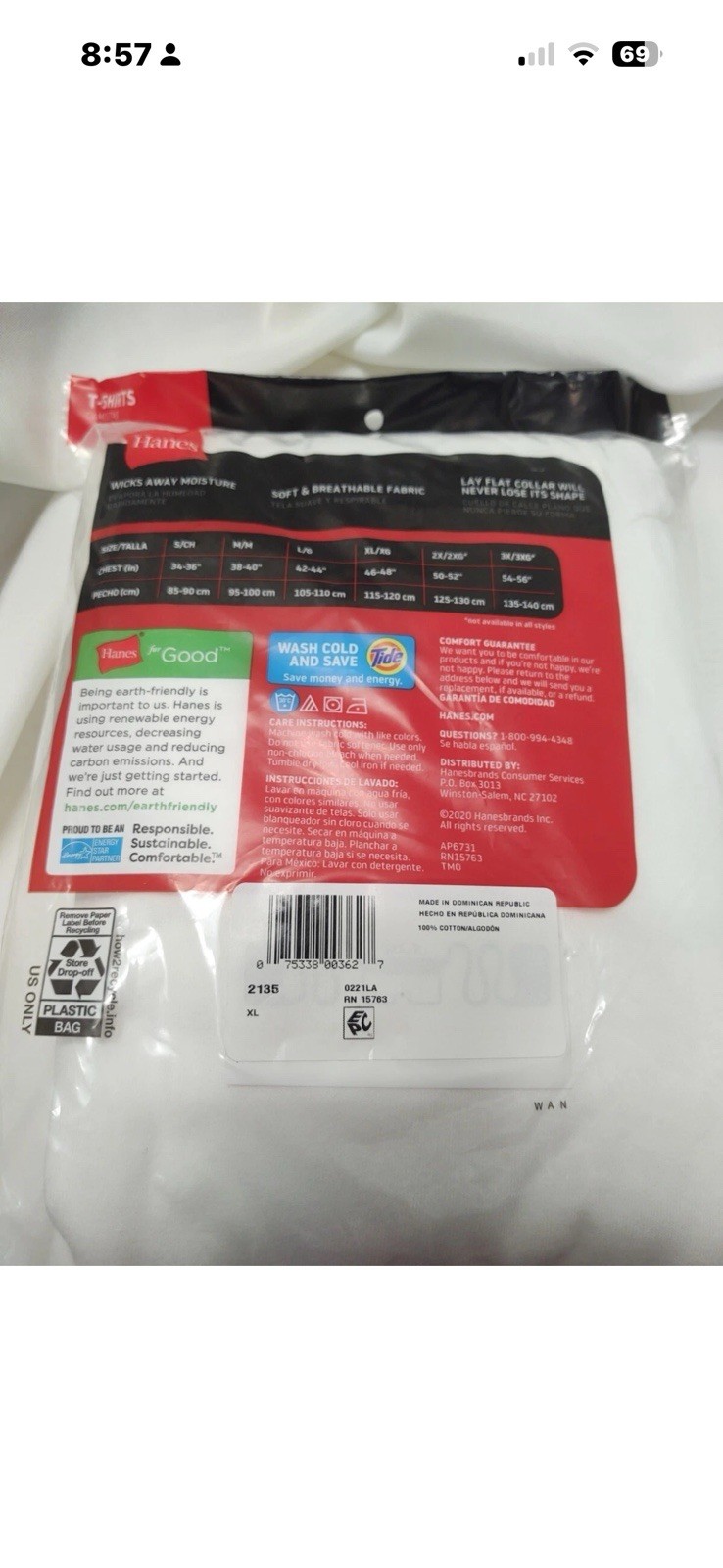 Hanes White Tagless Crew Undershirts Tshirts Mens XL White 3 Pack NWT gallery