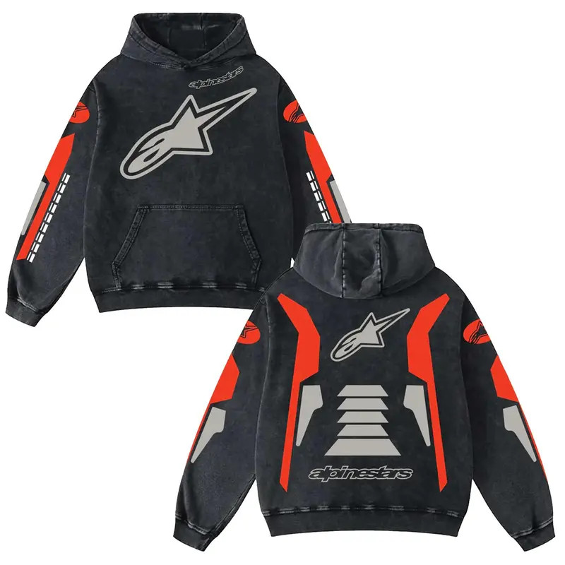Retro Alpinestar Sport Racing Washed Hoodie MotoGP World Champion Enthusiast App