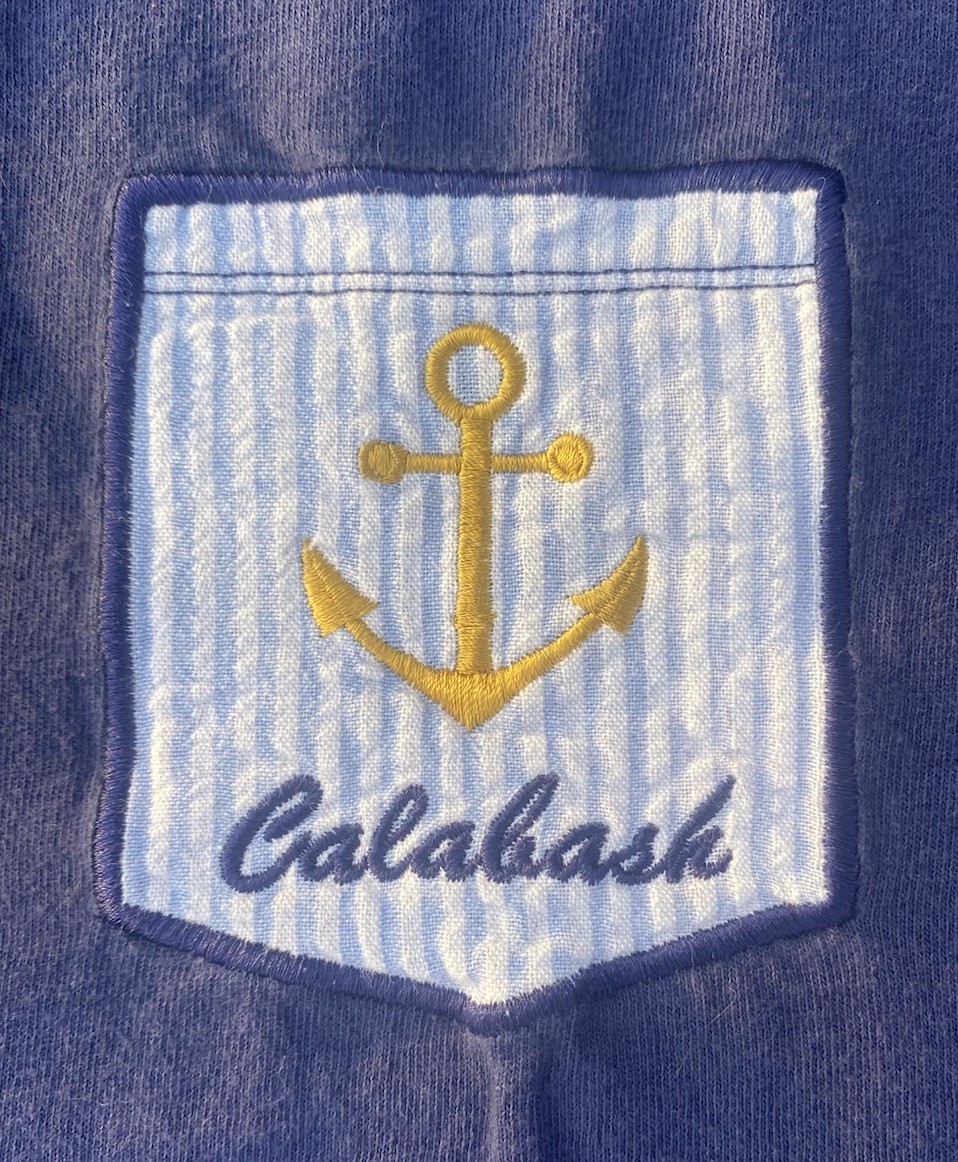 VTG Embroidered Calabash Maritime Theme Navy Blue Short Sleeve T See Measurement gallery