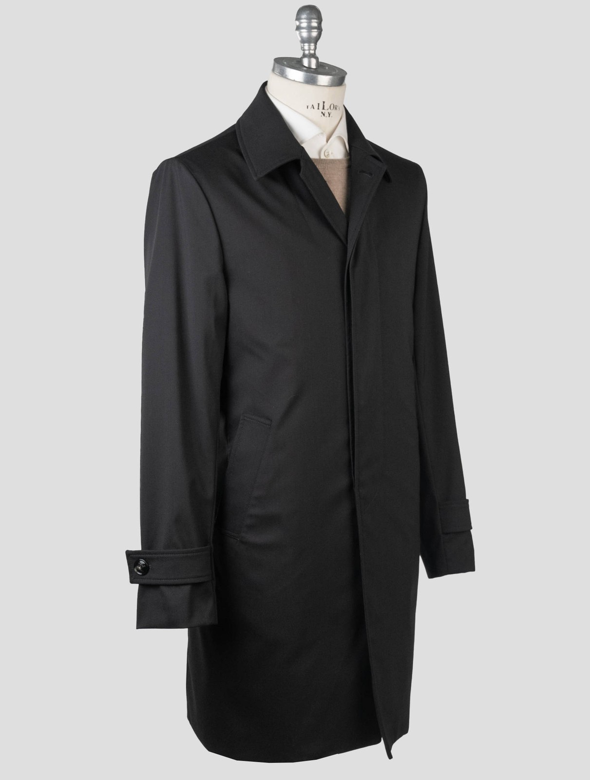 NEW KITON BLACK VIRGIN WOOL PA EA OVERCOAT KCY29 US 46 - EU 56 KCY29 gallery