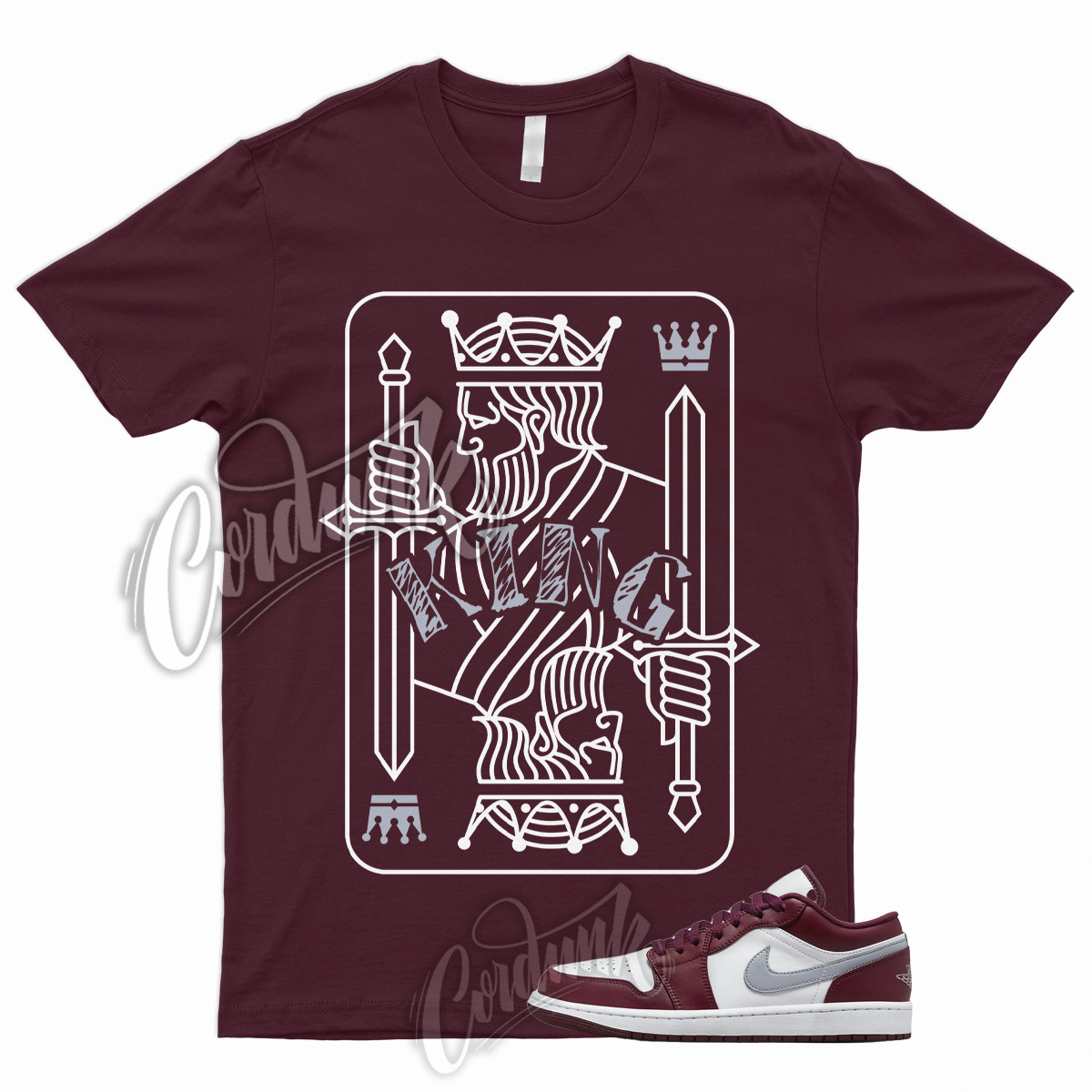 KING T Shirt to Match 1 Low Bordeaux Maroon Cherrywood Red White Cement Grey 6