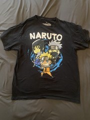 Naruto Anime Graphic Print Men’s Black Cotton Crew Neck Short Sleeve Tee M