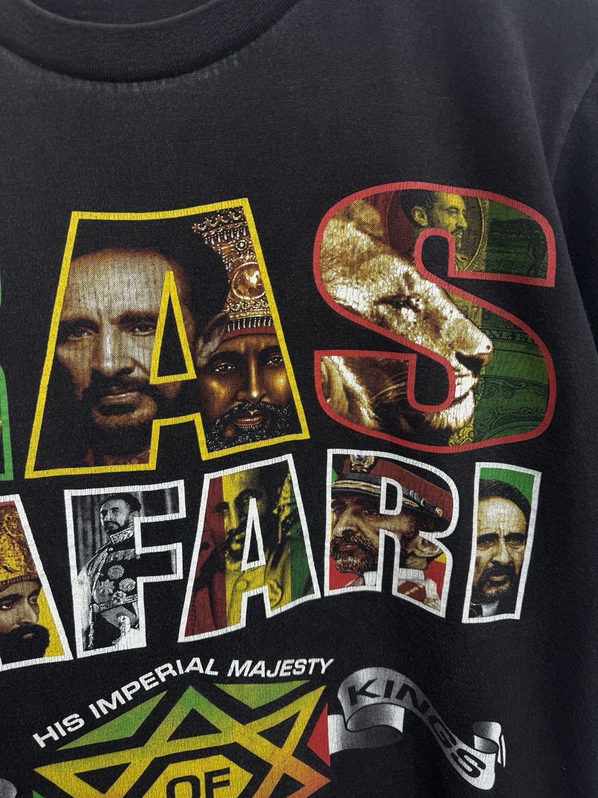 🇪🇹 Vintage 90s Haile Selassie RasTafari Emperor Ethiopia King Size L Color... gallery