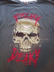 Freaky Deaky 2016 Bridgeview, IL Concert Skull Tshirt Olive Green 100% Cotton