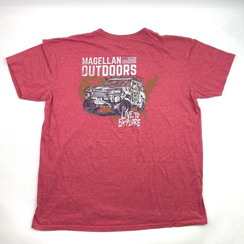 Magellan Outdoors Live To Explorer 4 x 4 USA Flag Red T-Shirt Men’s Size XL