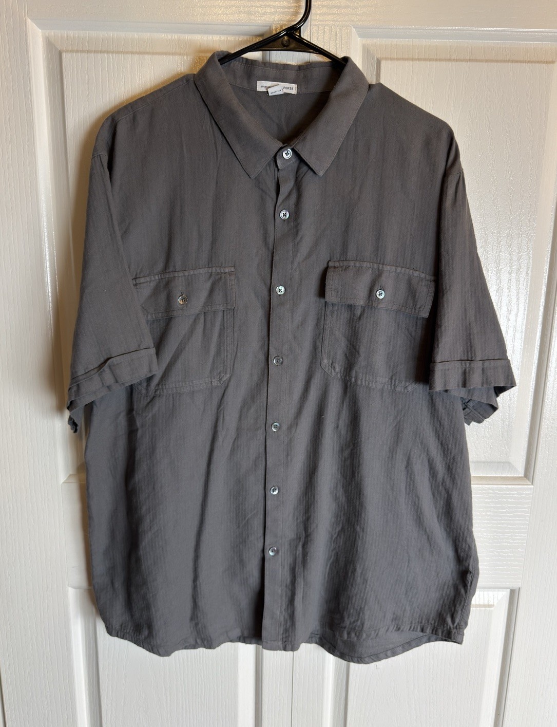 James Perse Standard Button Up Shirt Herringbone Gray Cotton Men’s Size 4