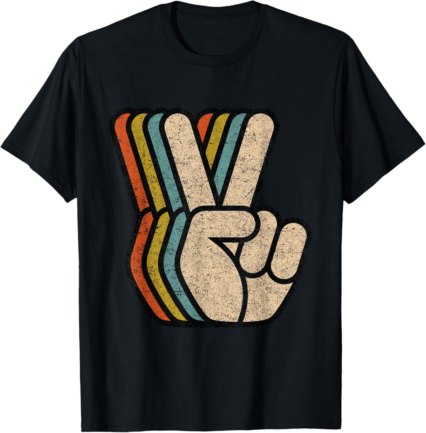 100% Cotton Retro Peace Sign V Fingers Vintage 60s 70s 80s Cool Graphic T-Shirt gallery
