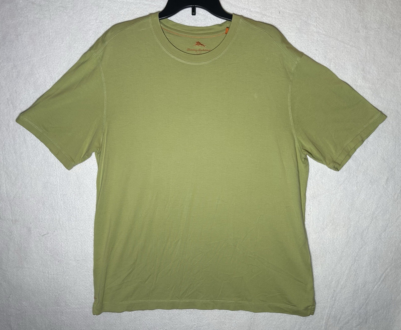 Tommy Bahama Men's Solid Green Crew Neck Logo Tee Pima/Modal Knit, Size L gallery