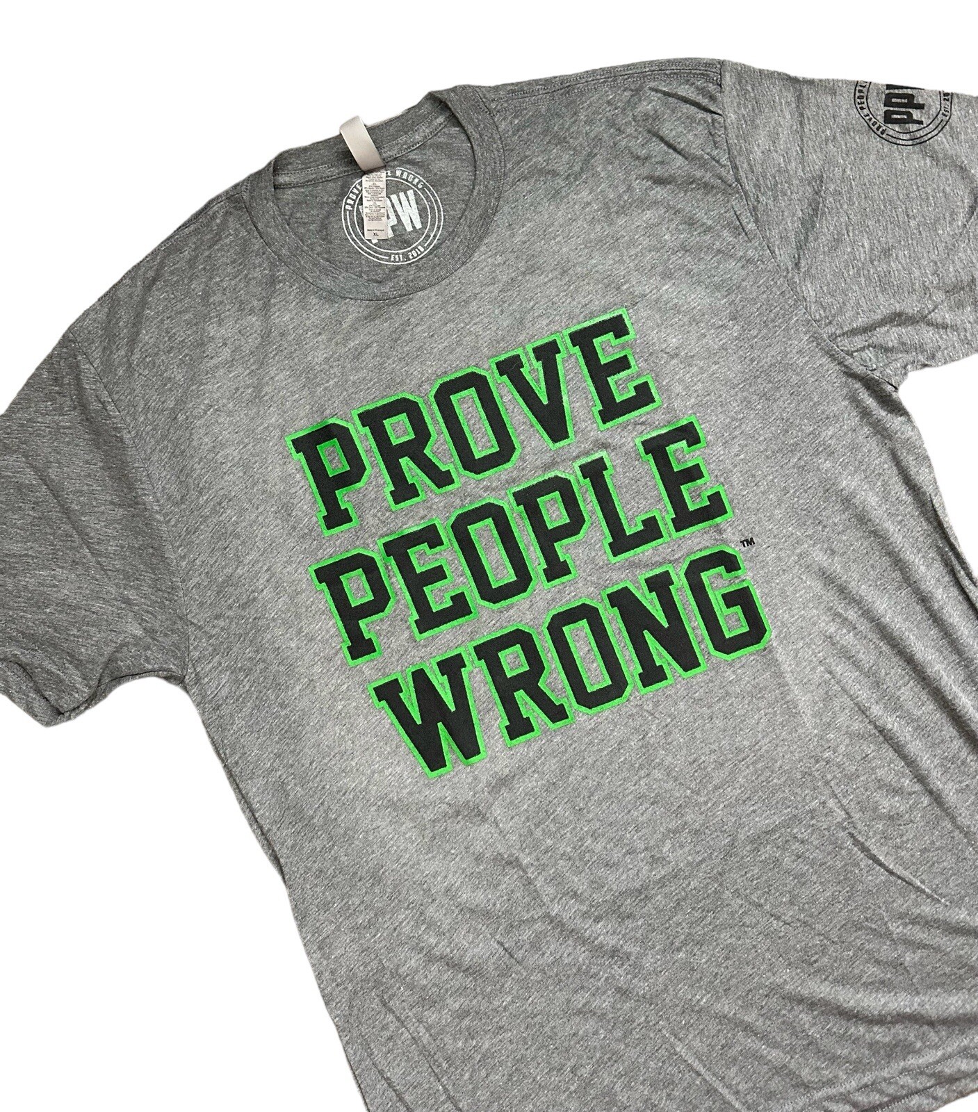 Prove People Wrong PPW Motivational Gym Workout Grey Shirt Size XL gallery