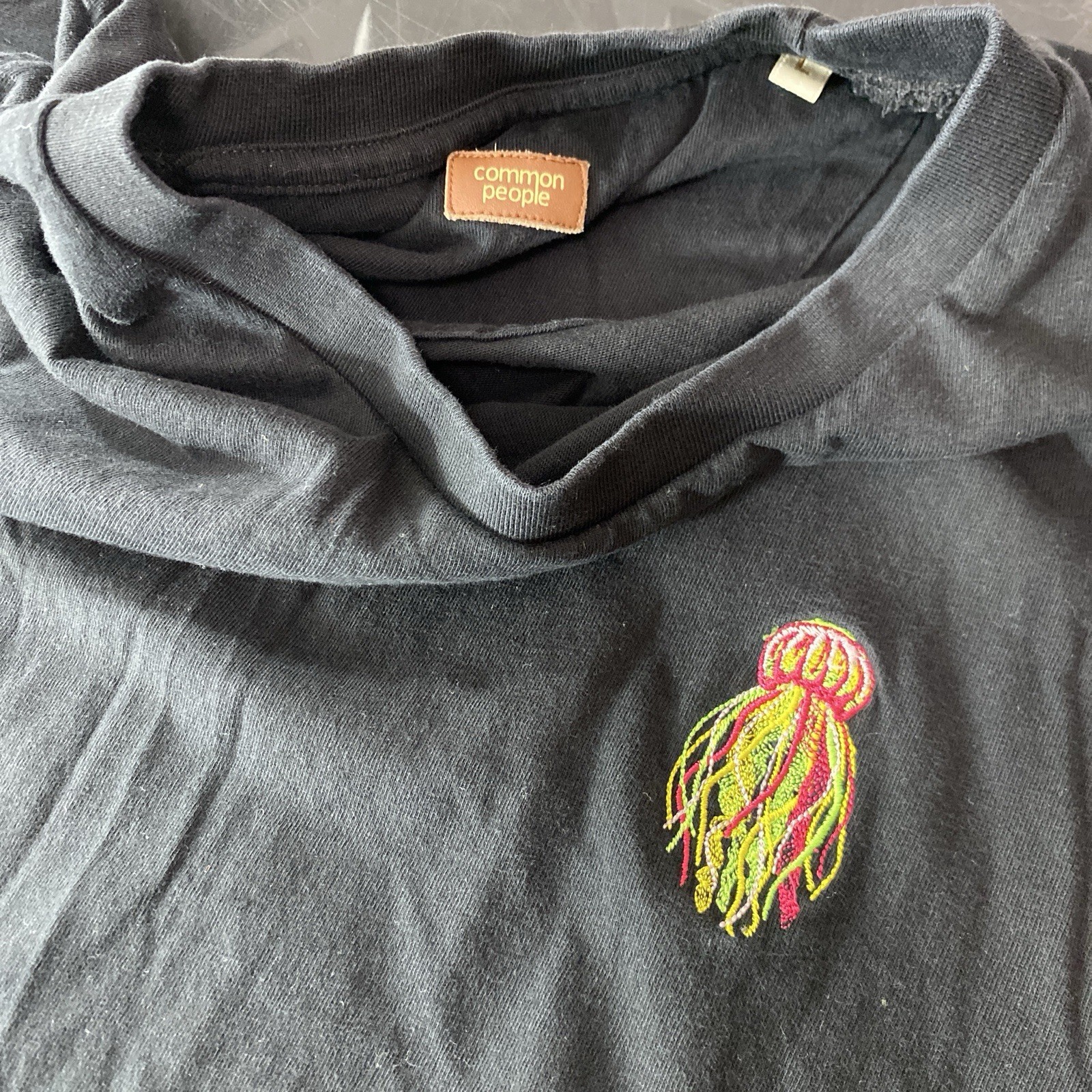 Common People Jelly Fish T Shirt L Size Large Black Tee Jellyfish Embroidered gallery
