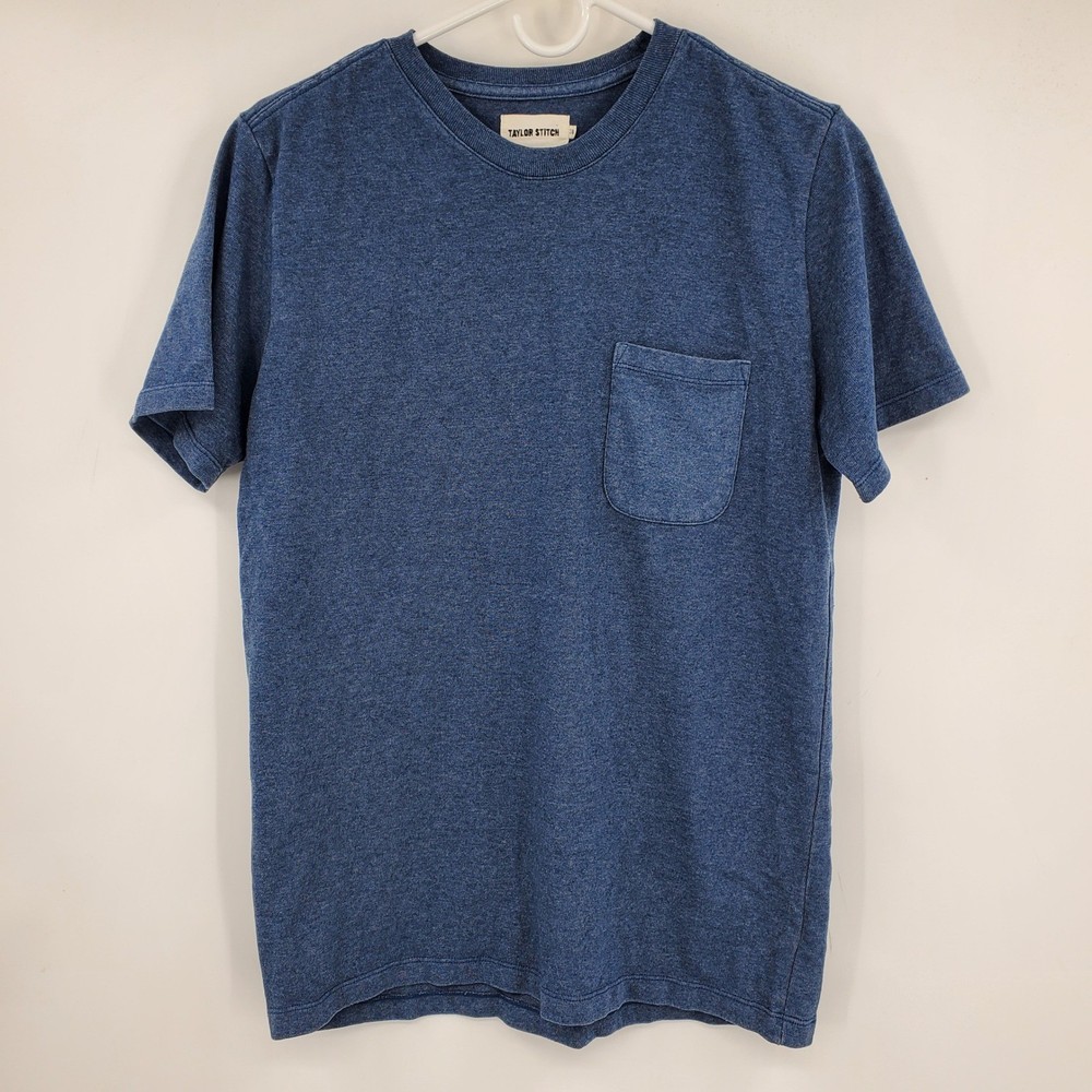 Taylor Stitch Men Heavy Bag Tee Blue Heathered Casual Everyday Pocket T Shirt S